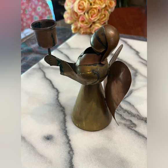 Vintage Brass Angel Candle Holders from Mexico - Set of 3 - Picture 6 of 16